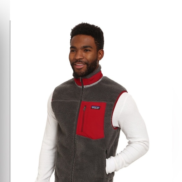 Patagonia Men’s Retro- X Gray and Red Fleece Vest